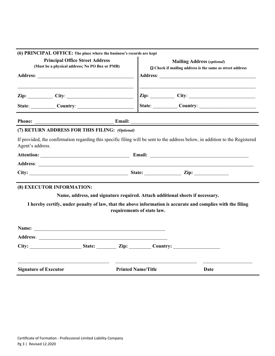 Certificate of Formation - Professional Limited Liability Company - Washington, Page 5
