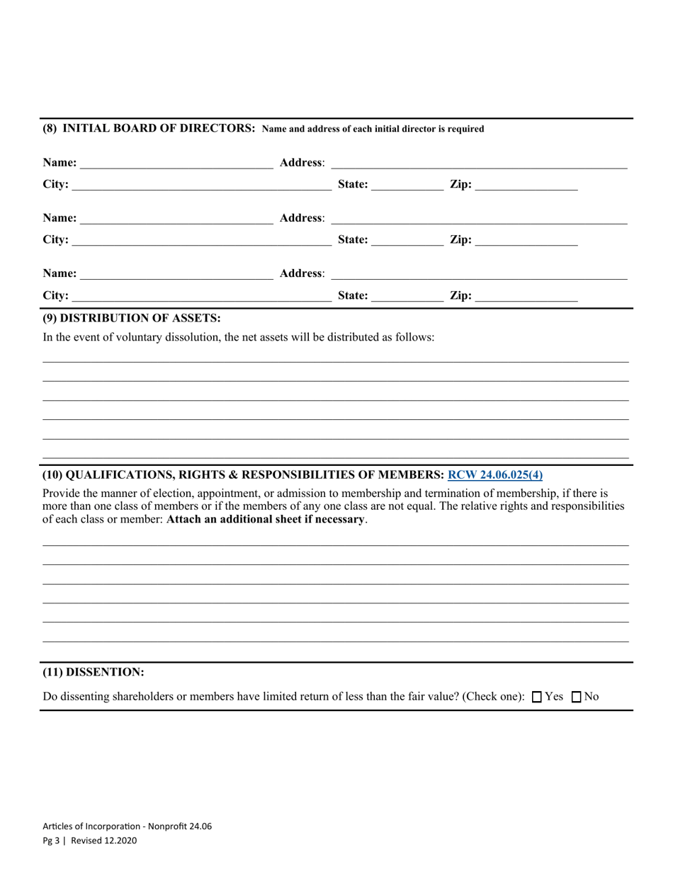 Articles of Incorporation - Washington Nonprofit Corporation Miscellaneous and Mutual - Washington, Page 6
