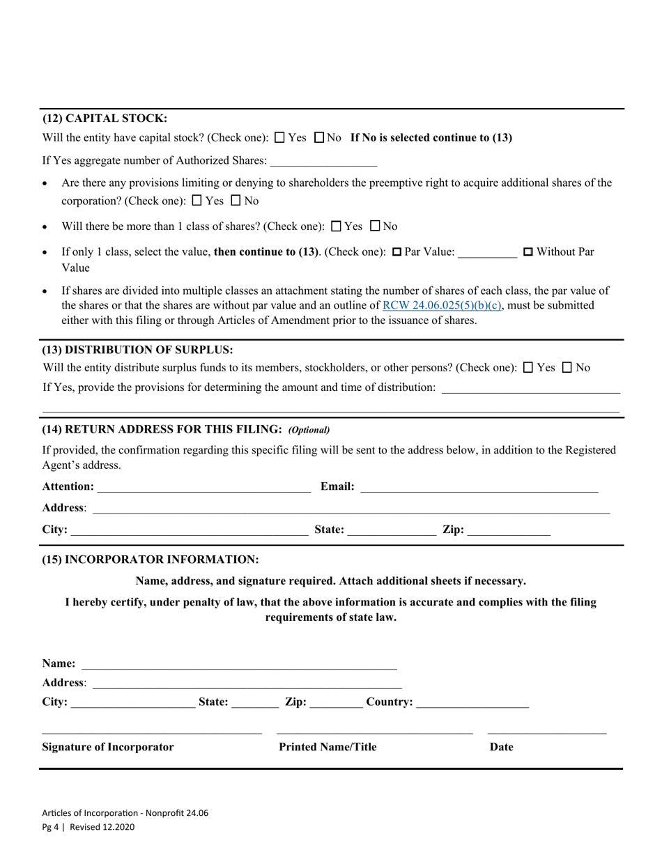Articles of Incorporation - Washington Nonprofit Corporation Miscellaneous and Mutual - Washington, Page 7