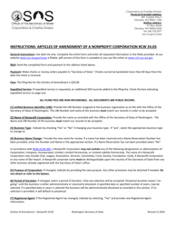 Articles of Amendment - Nonprofit Corporation - Washington