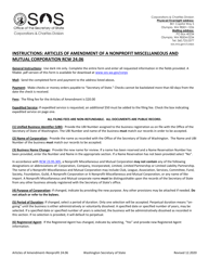 Document preview: Articles of Amendment - Washington Nonprofit Corporation Miscellaneous and Mutual - Washington