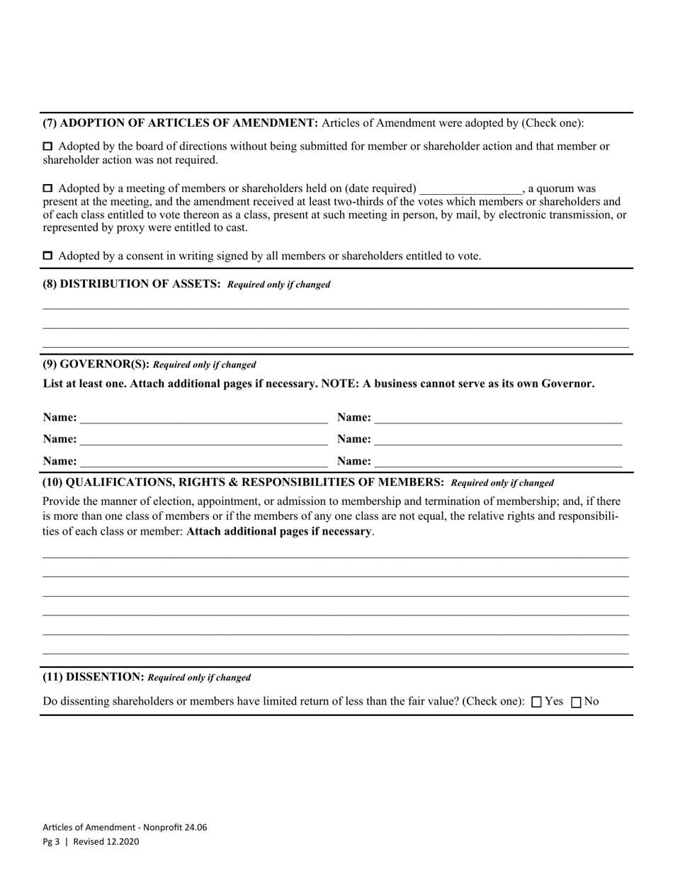 Articles of Amendment - Washington Nonprofit Corporation Miscellaneous and Mutual - Washington, Page 6