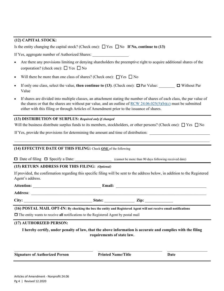 Articles of Amendment - Washington Nonprofit Corporation Miscellaneous and Mutual - Washington, Page 7