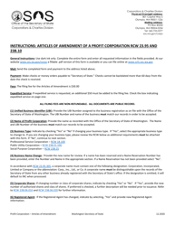 Articles of Amendment - Profit Corporation - Washington