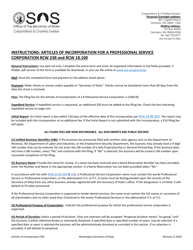 &quot;Articles of Incorporation - Professional Service Corporation&quot; - Washington