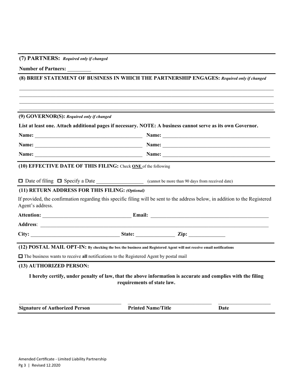 Amended Certificate of Limited Liability Partnership - Washington, Page 5