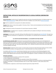 Articles of Incorporation - Washington Social Purpose Corporation - Washington