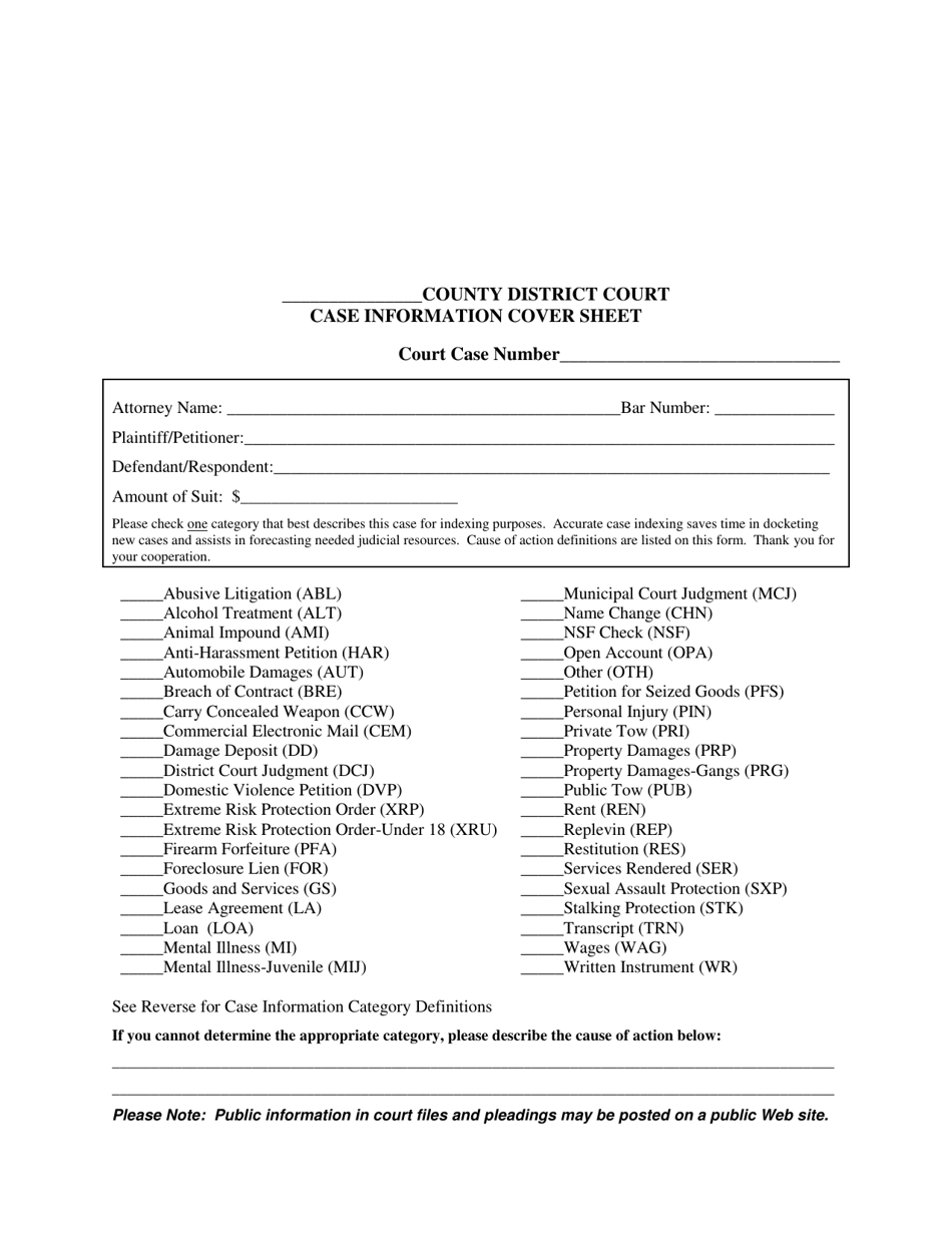 Washington Case Information Cover Sheet Fill Out, Sign Online and