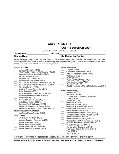 Cast Types 3-6 - Case Information Cover Sheet - Washington Download Pdf