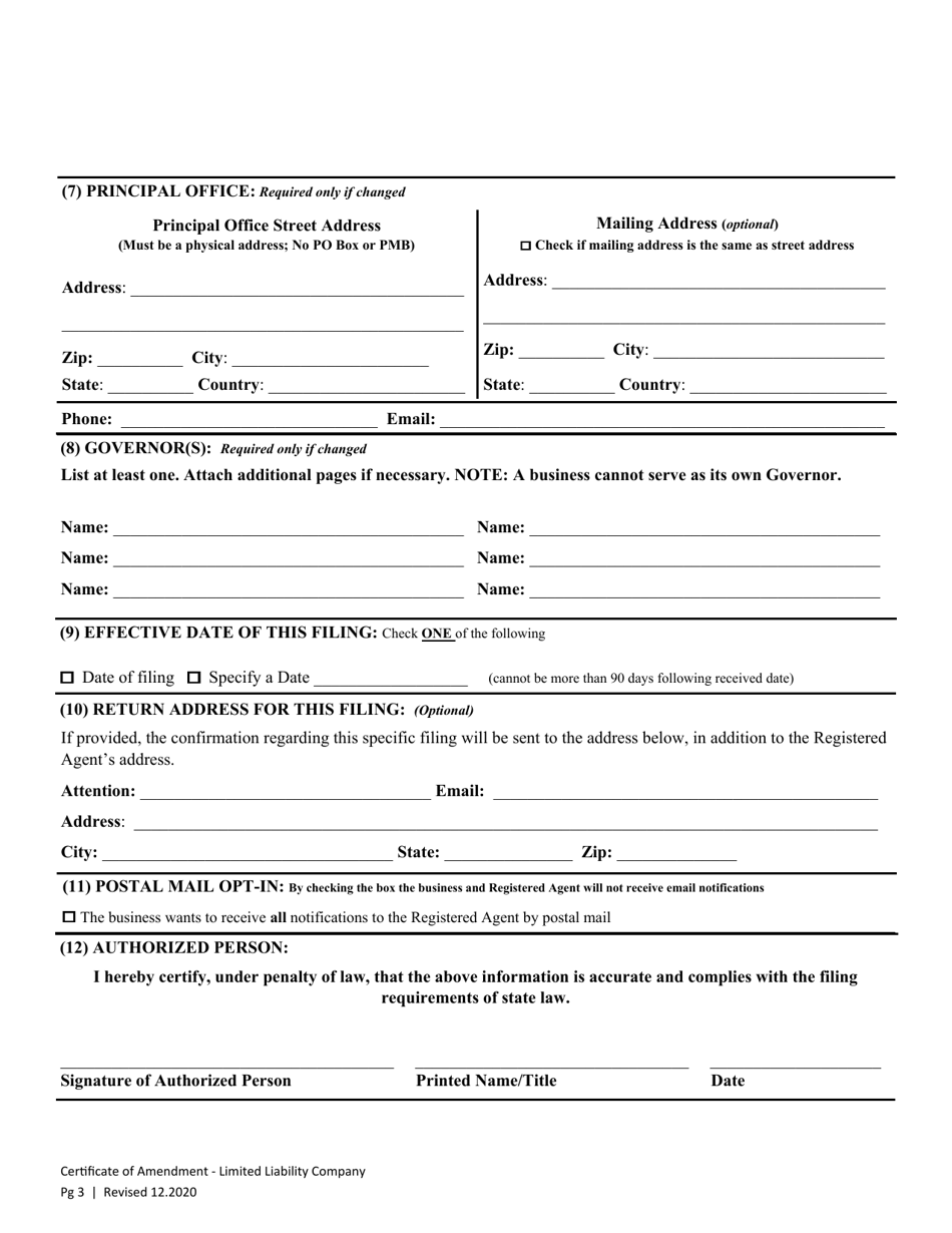 Amended Certificate of Formation - Limited Liability Company - Washington, Page 5