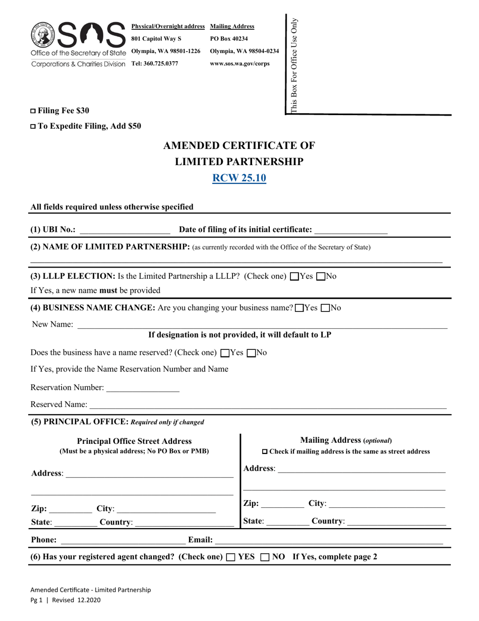 Amended Certificate of Limited Partnership - Washington, Page 3