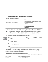 Form GDN M201 Notice of Hearing About an Emergency Minor Guardianship Petition - Washington