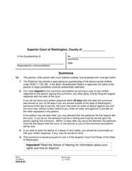 Document preview: Form GDN M001 Summons - Washington