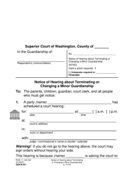 Form GDN M501 Notice of Hearing About Terminating or Changing a Minor Guardianship - Washington