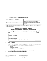 Form GDN M502 Petition to Terminate or Change Minor Guardianship or Non-parent Custody Order - Washington