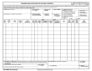 DD Form 1354 Transfer and Acceptance of DoD Real Property