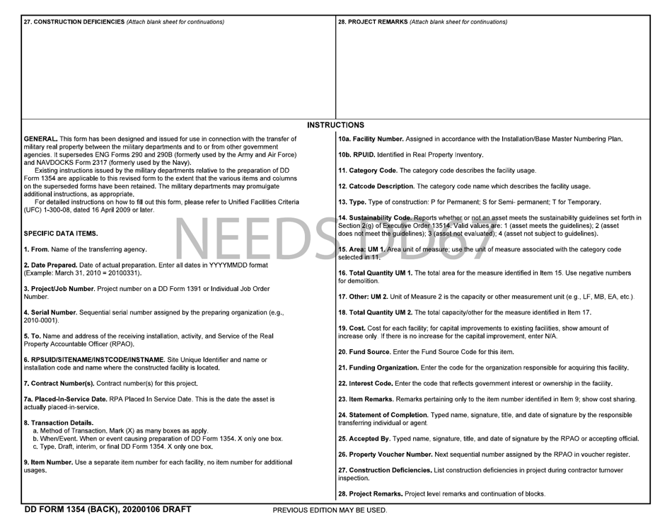 Dd Form 1354 Fill Out Sign Online And Download Fillable Pdf