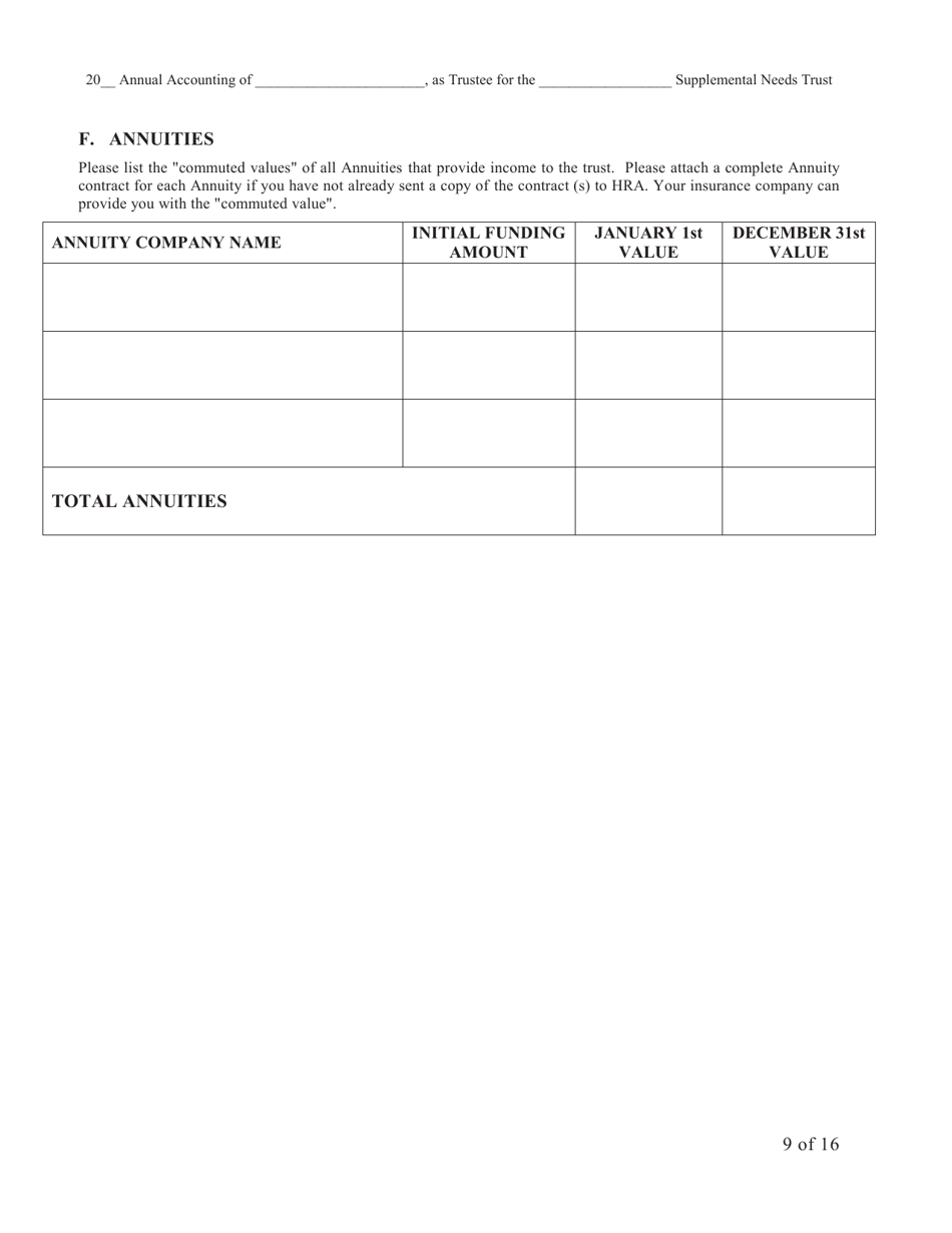 Form SNT-12 Supplemental Needs Trust Accounting - New York City, Page 9