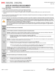 Document preview: Forme IMM5771 Liste De Controle DES Documents Repondant - Pour Parents Et Grands-Parents - Canada (French)