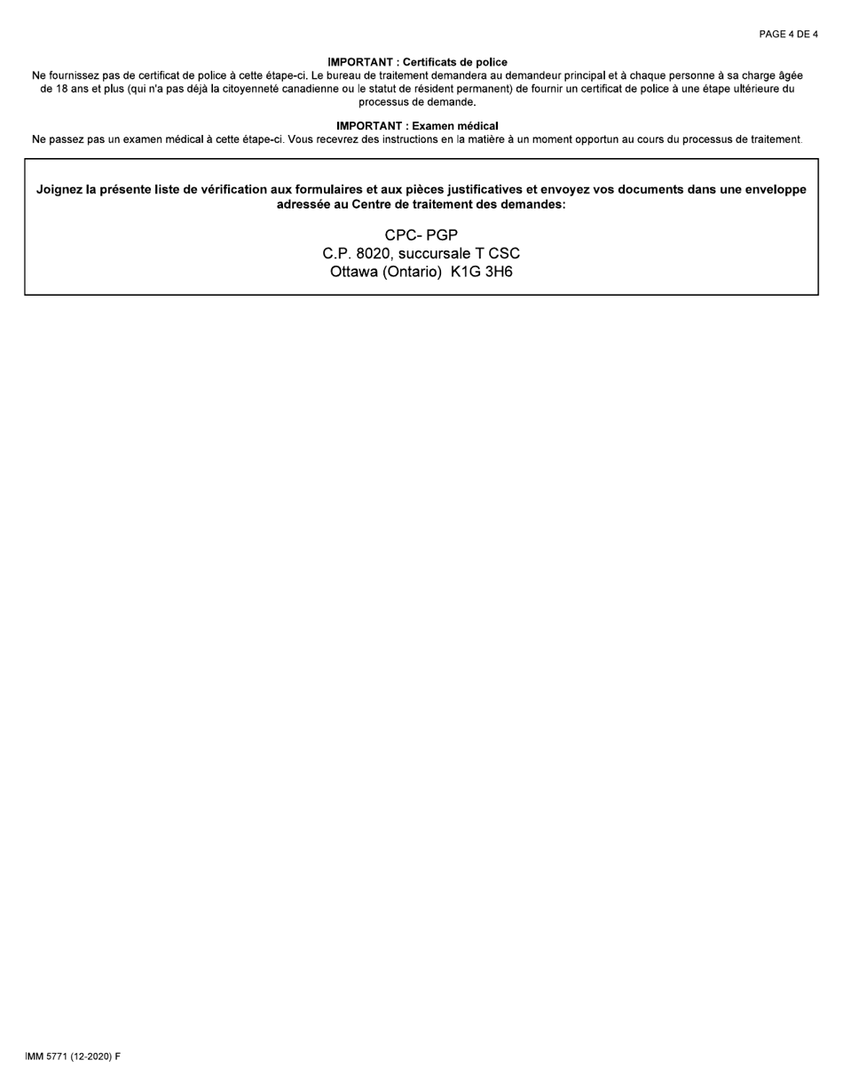 Forme IMM5771 Liste De Controle DES Documents Repondant - Pour Parents Et Grands-Parents - Canada (French), Page 4