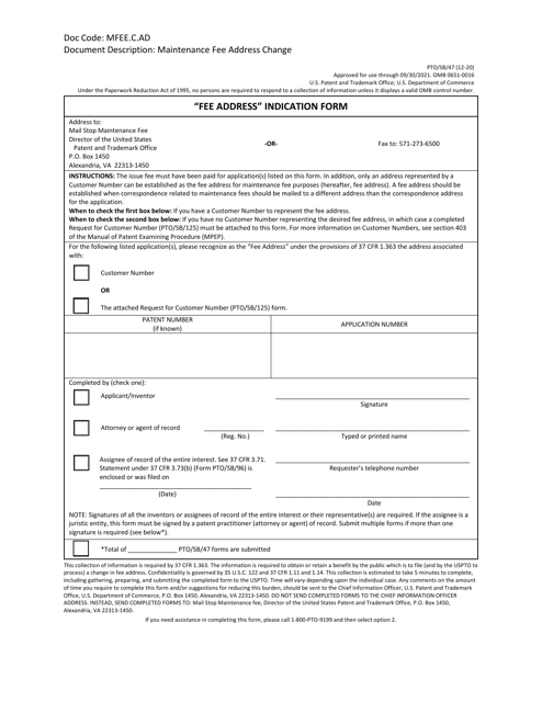 Form PTO/SB/47  Printable Pdf