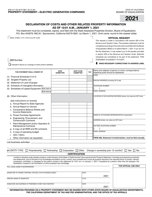 Form BOE-517-EG 2021 Printable Pdf