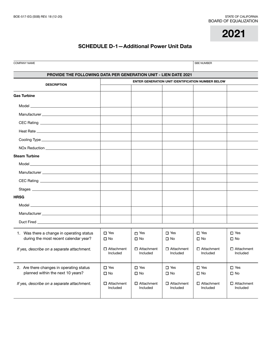 Form BOE-517-EG Property Statement - Electric Generation Companies - California, Page 10