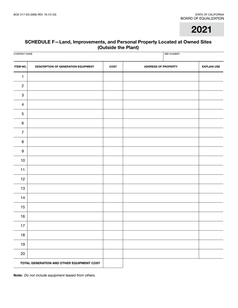 Form BOE-517-EG Property Statement - Electric Generation Companies - California, Page 12