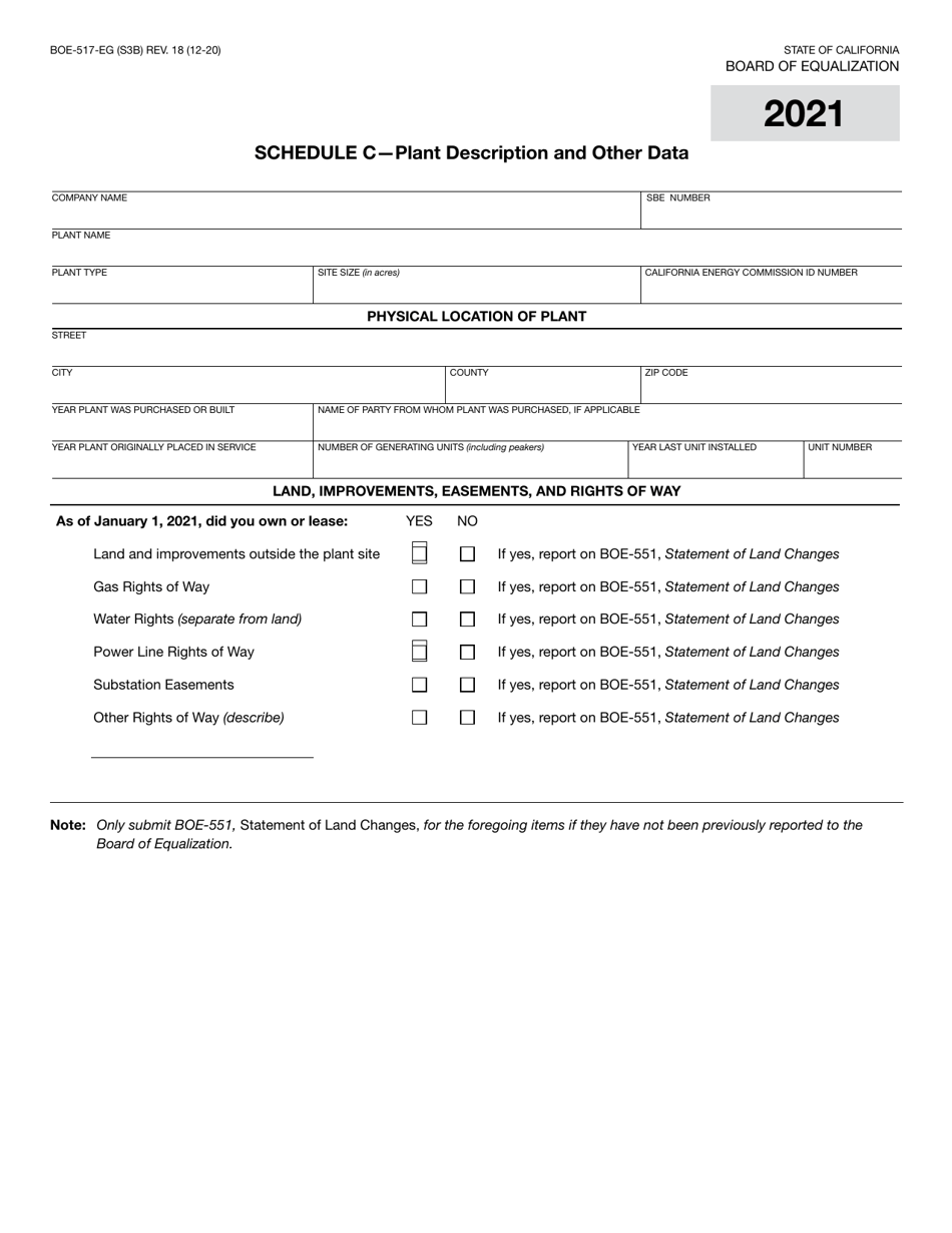Form BOE-517-EG Property Statement - Electric Generation Companies - California, Page 6