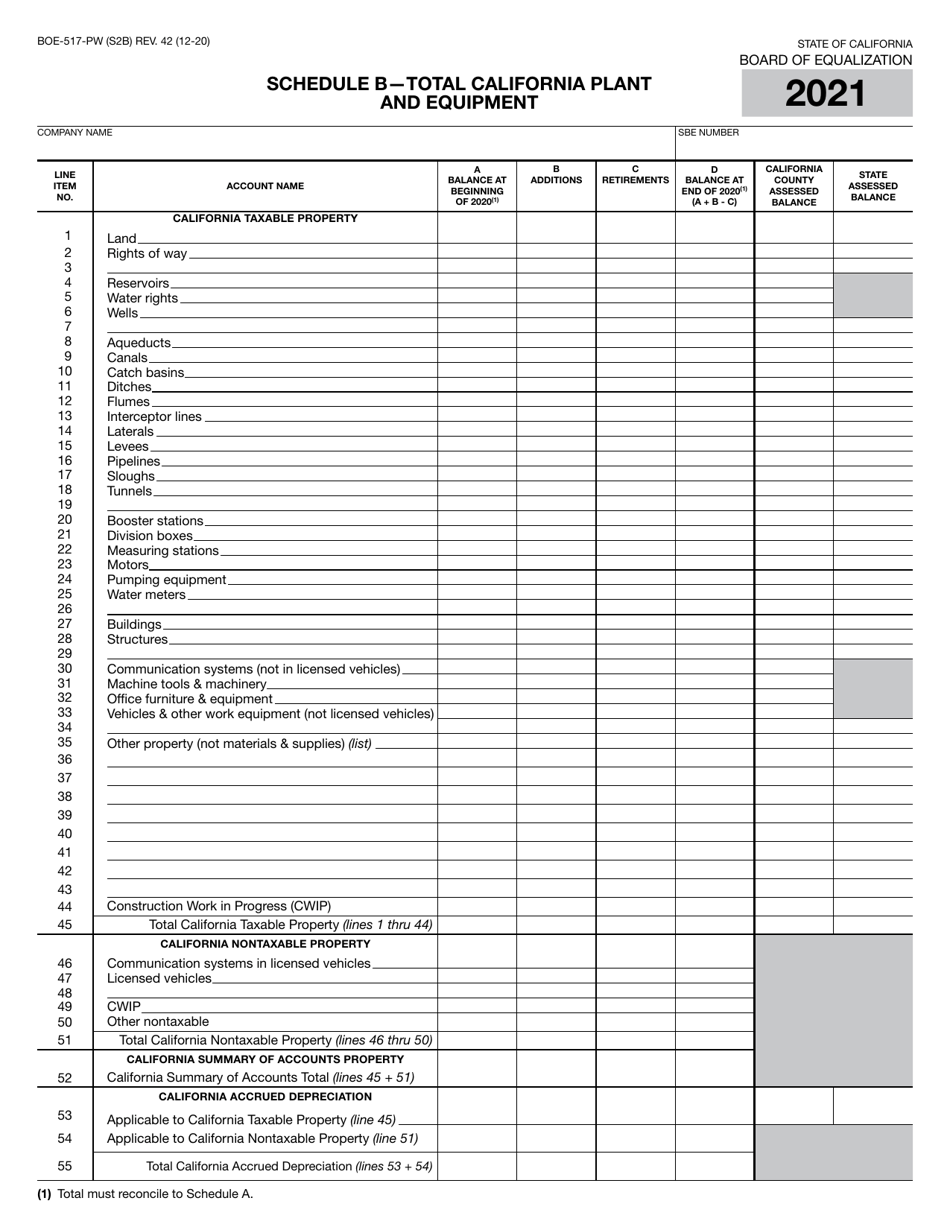 Form BOE-517-PW Property Statement - Intercounty Flumes, Canals, Ditches, Aqueducts - California, Page 4