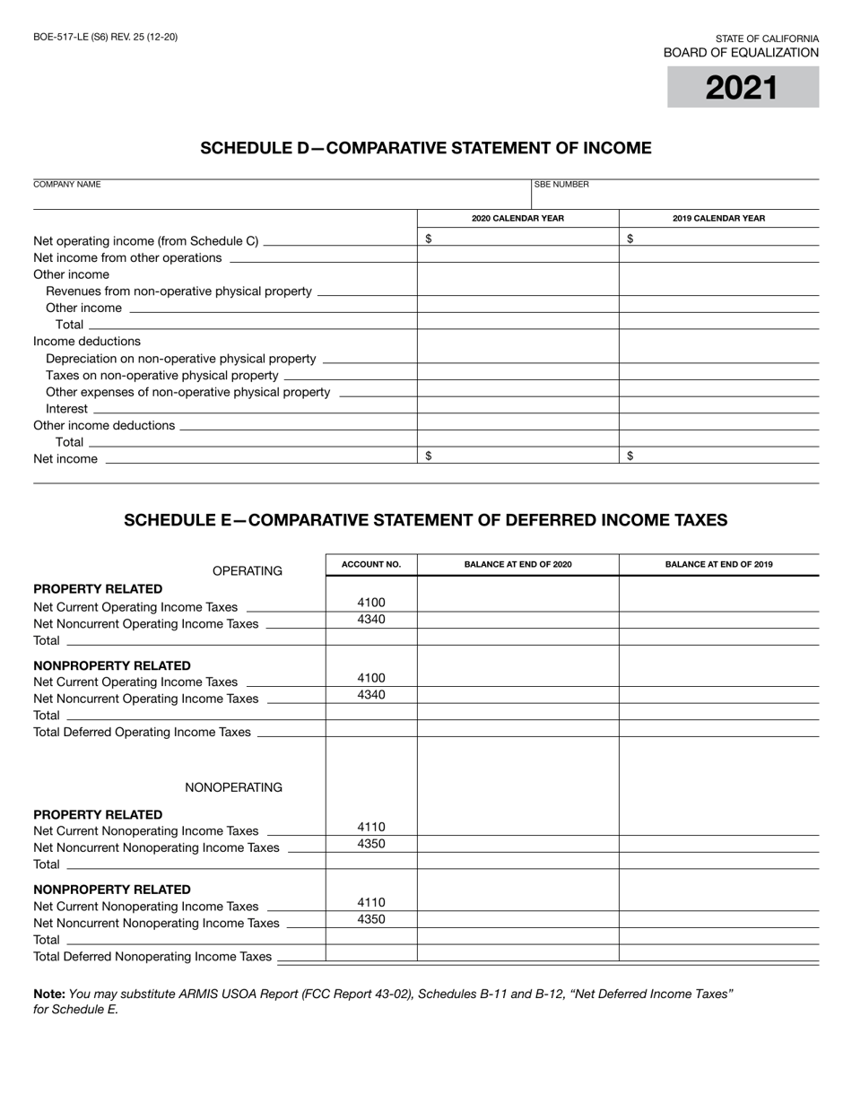 Form BOE-517-LE Property Statement - Local Exchange Telephone Companies - California, Page 11