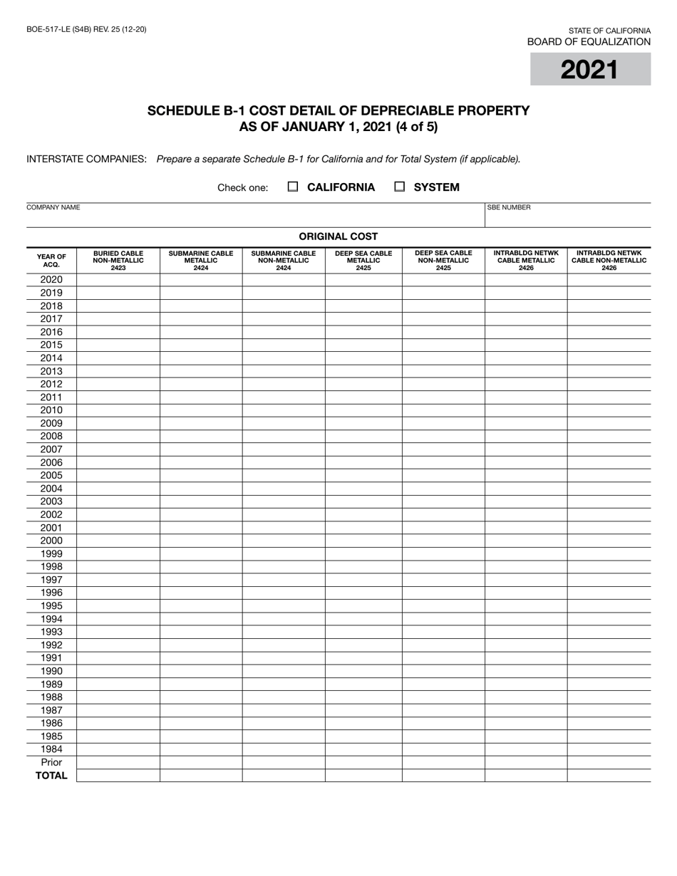 Form BOE-517-LE Property Statement - Local Exchange Telephone Companies - California, Page 8