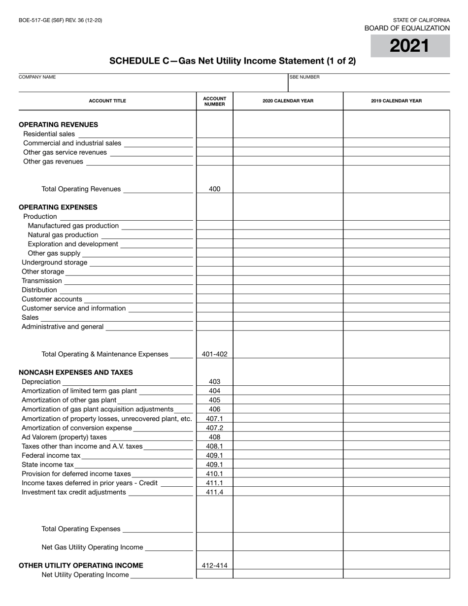Form BOE-517-GE Property Statement - Gas and / or Electric Companies - California, Page 11