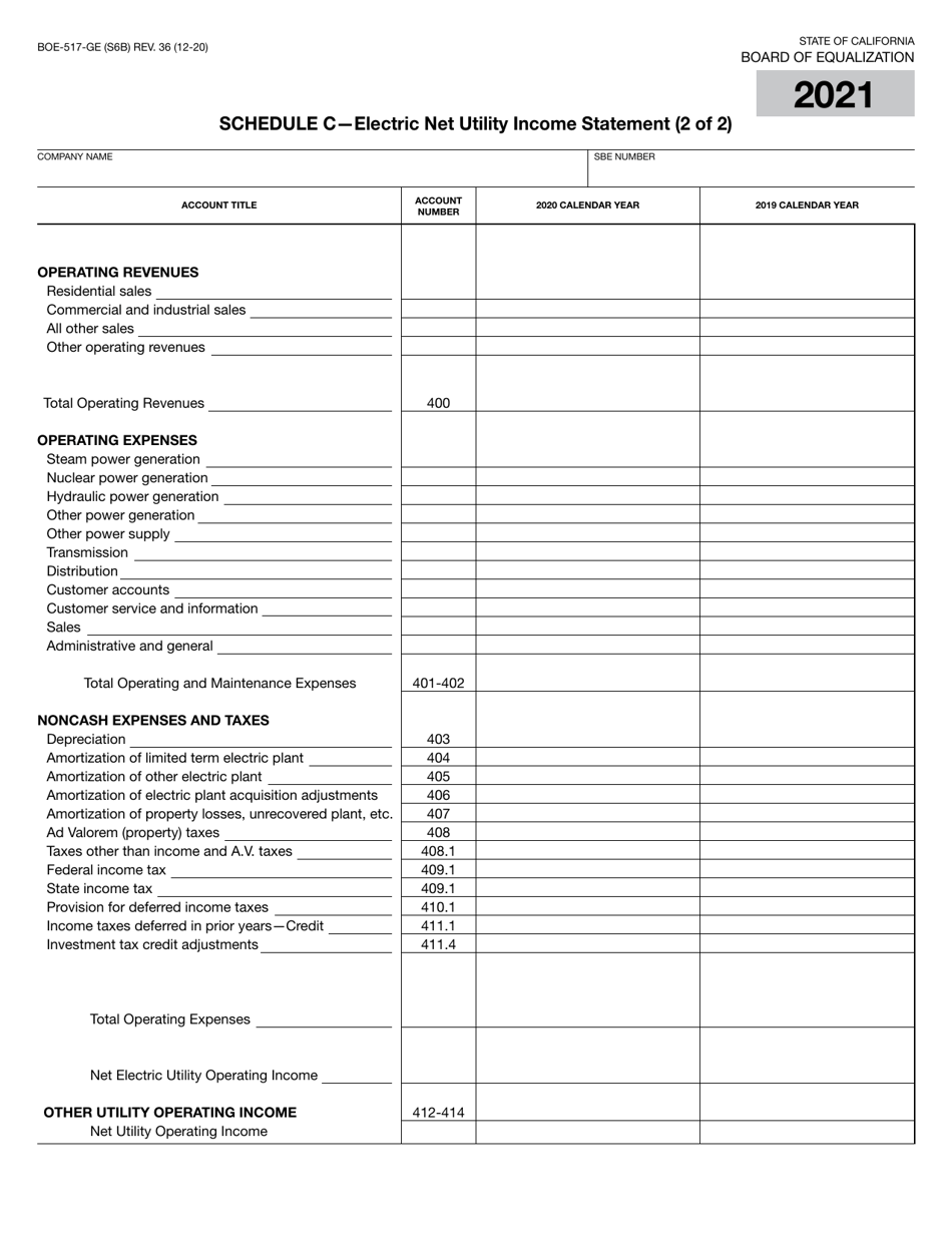 Form BOE-517-GE Property Statement - Gas and / or Electric Companies - California, Page 12