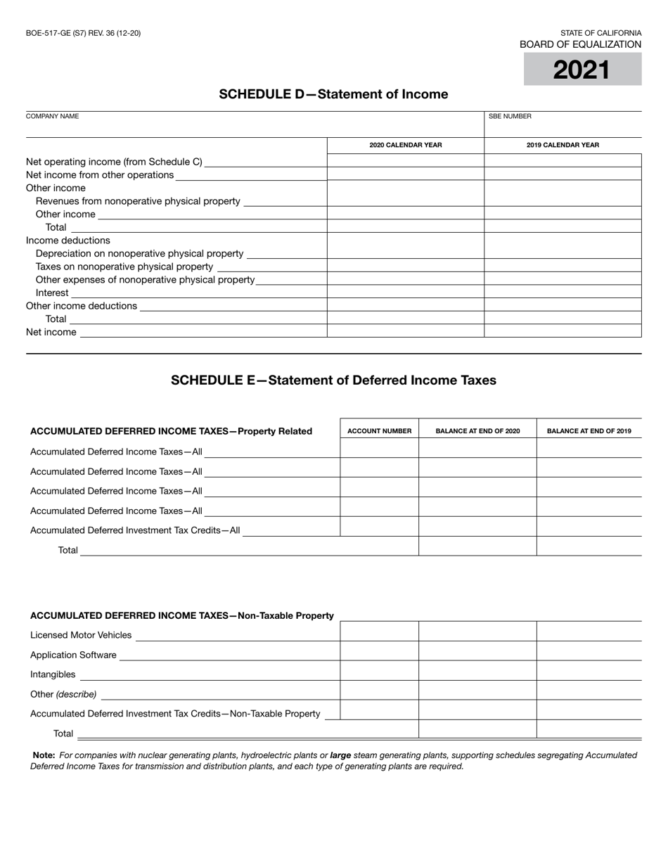 Form BOE-517-GE Property Statement - Gas and / or Electric Companies - California, Page 13