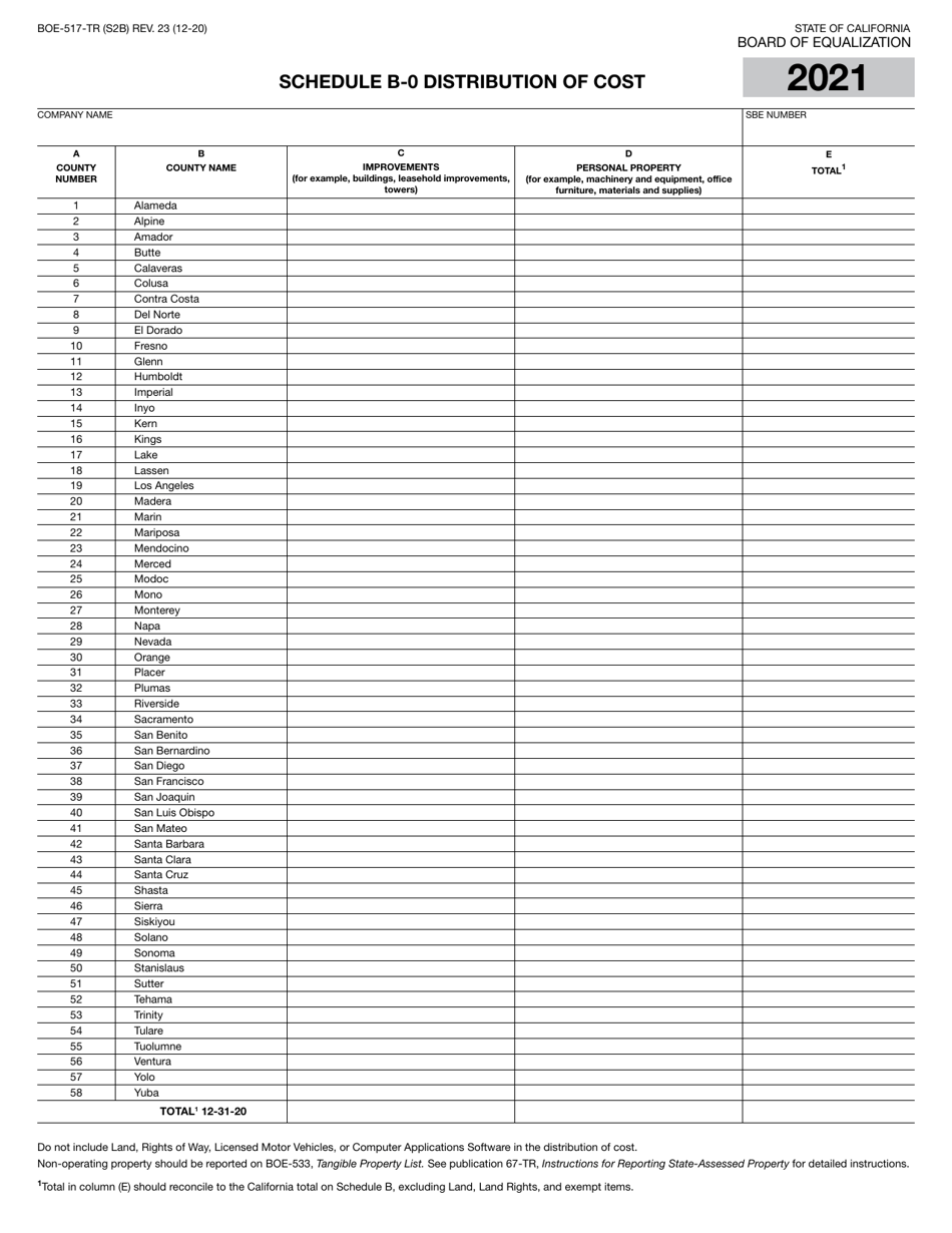 Form BOE-517-TR Property Statement -telecommunications - Short Form - California, Page 4
