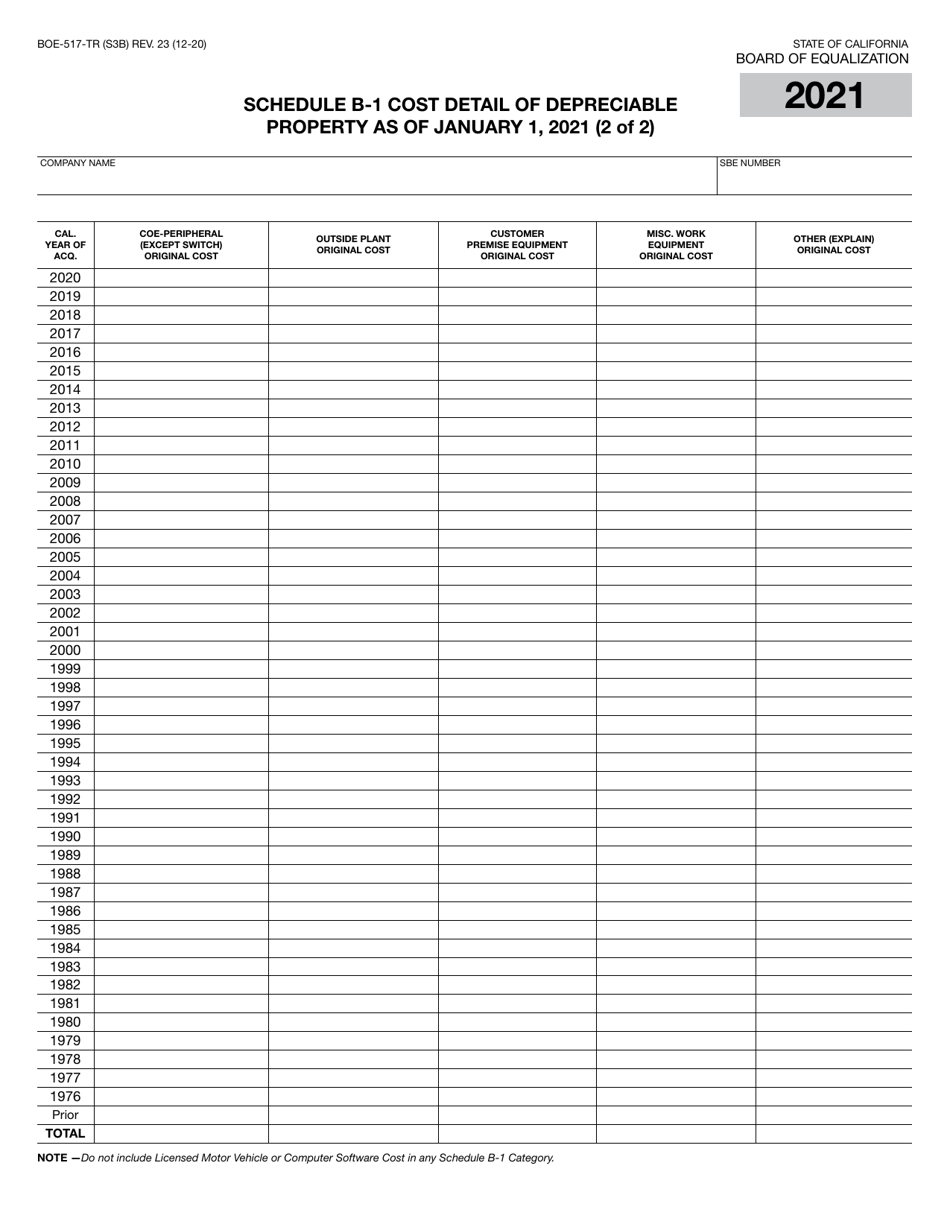Form BOE-517-TR Property Statement -telecommunications - Short Form - California, Page 6