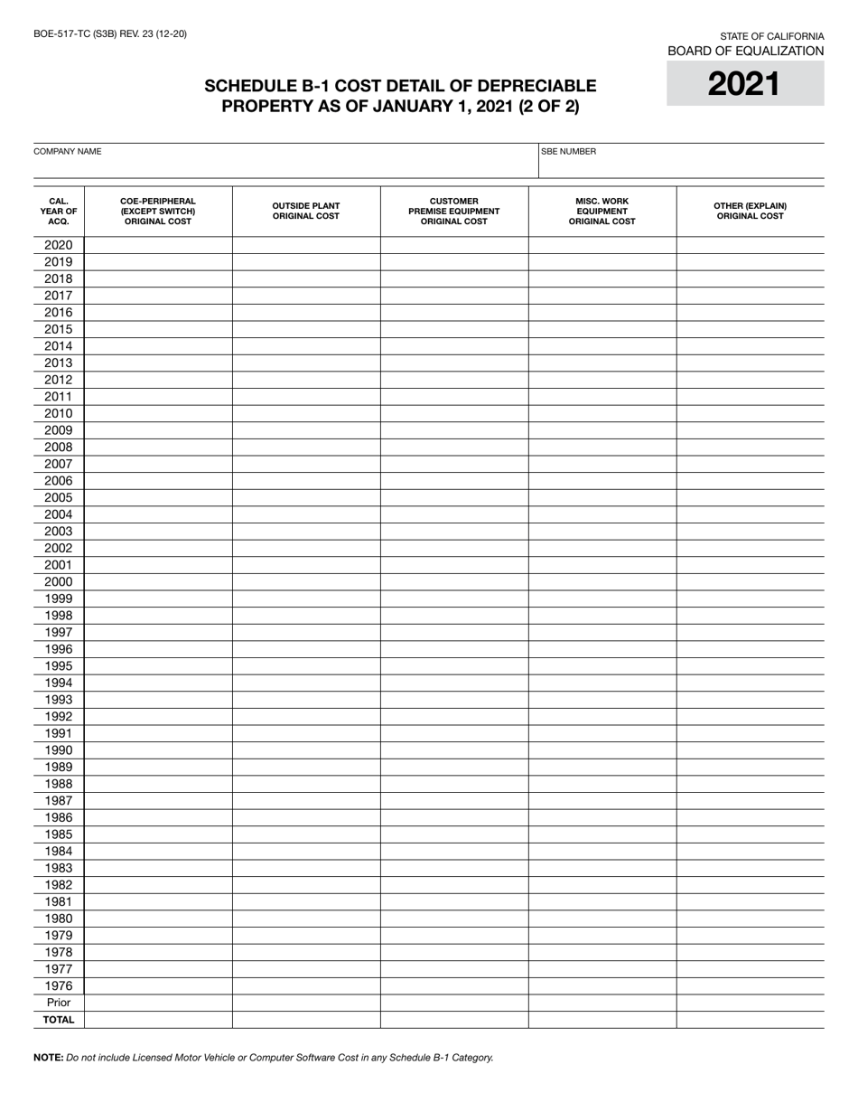 Form BOE-517-TC Property Statement - Telecommunications Carriers - California, Page 6