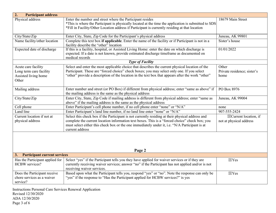 Instructions for Form PCA-08A Personal Care Services Renewal Application - Alaska, Page 3
