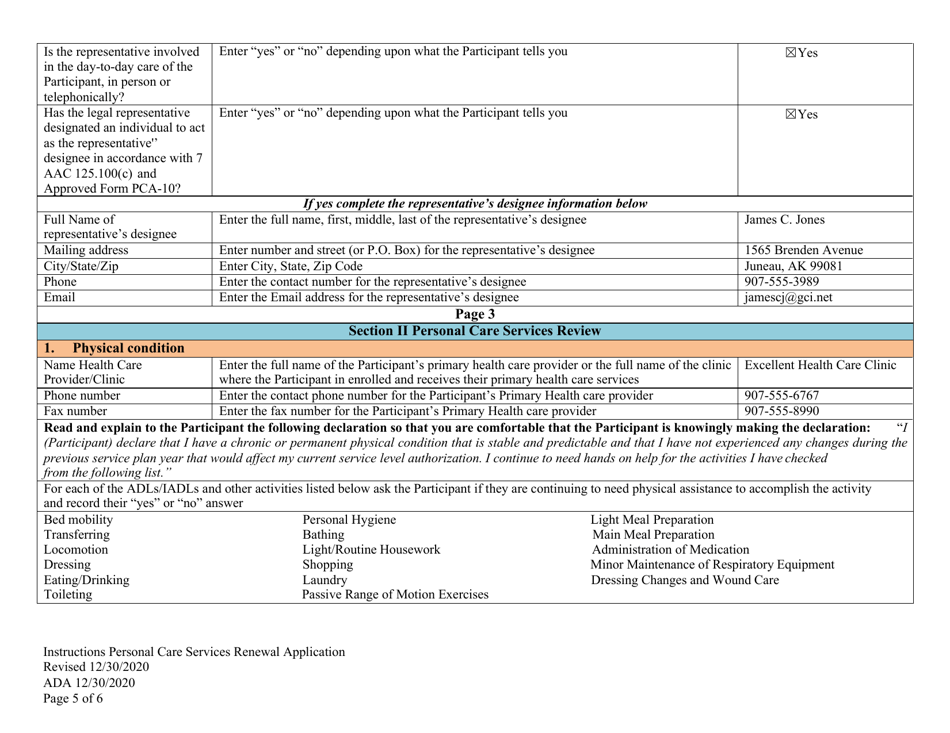 Instructions for Form PCA-08A Personal Care Services Renewal Application - Alaska, Page 5