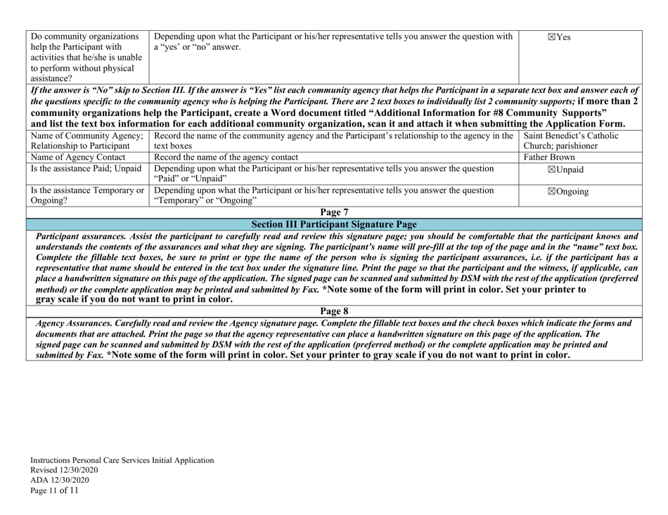 Instructions for Form PCA-08 Personal Care Services Initial Application - Alaska, Page 11