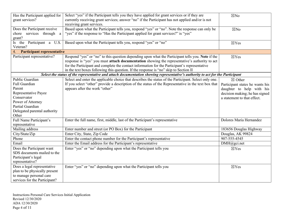 Instructions for Form PCA-08 Personal Care Services Initial Application - Alaska, Page 4