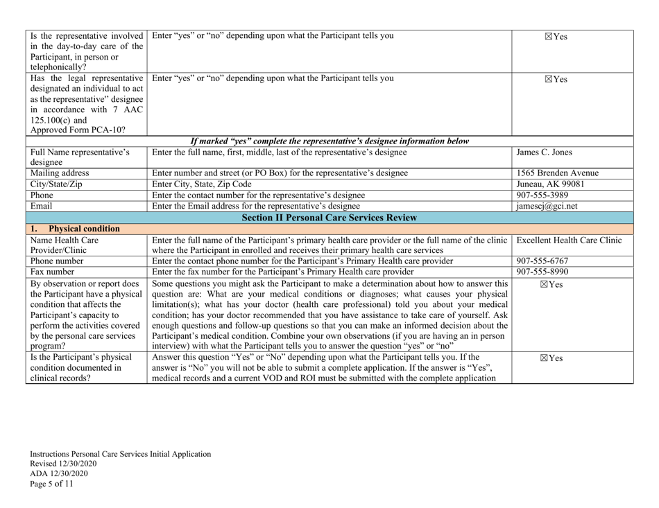 Instructions for Form PCA-08 Personal Care Services Initial Application - Alaska, Page 5