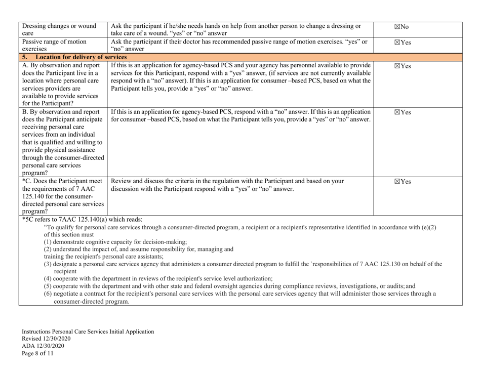 Instructions for Form PCA-08 Personal Care Services Initial Application - Alaska, Page 8