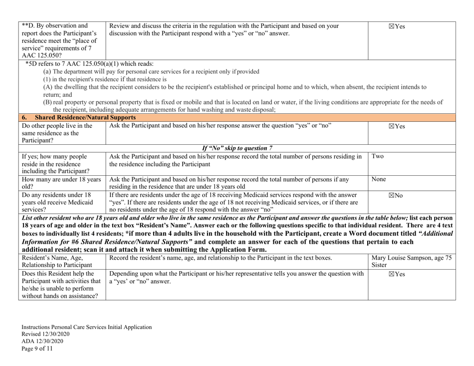 Instructions for Form PCA-08 Personal Care Services Initial Application - Alaska, Page 9