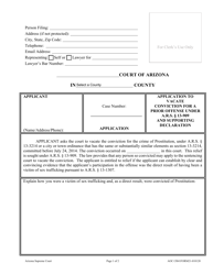 Document preview: Form AOC CR41 (21) Application to Vacate Conviction for a Prior Offense Under a.r.s. 13-909 and Supporting Declaration - Arizona