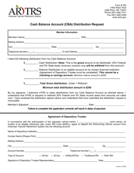 Form 322 Cash Balance Account (Cba) Distribution Request - Arkansas