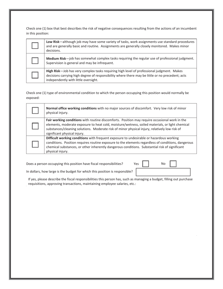 Position Classification Questionnaire - Arkansas, Page 3