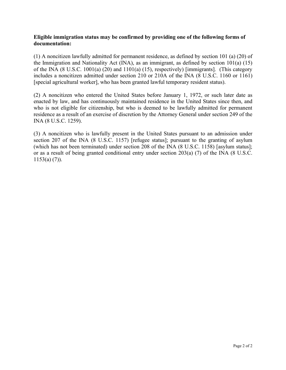 Declaration of Citizenship Status for Household Member 18 Years of Age or Older - Georgia (United States), Page 2