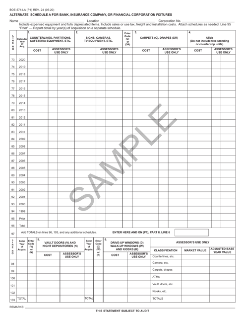 Form BOE-571-LA Schedule A Printable Pdf